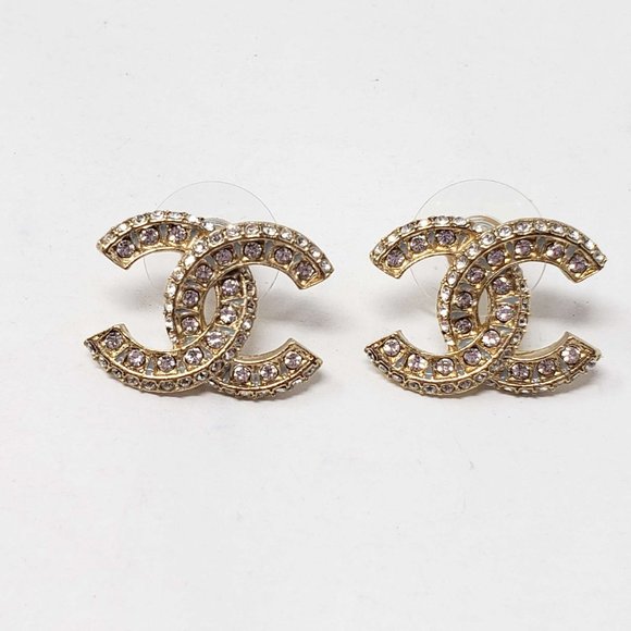 100% Authentic Chanel CC Goldish with stone Earrings - Picture 2 of 13